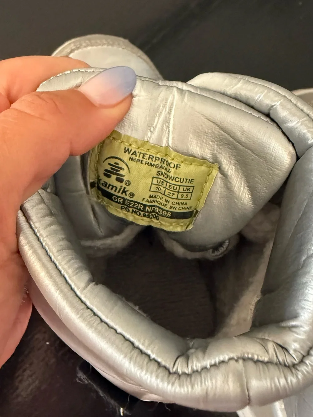 Kids Kamik Silver Velcro Winter Boots